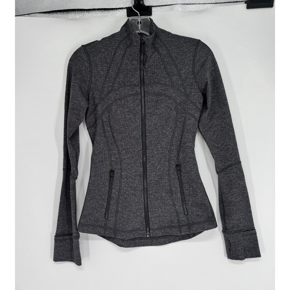 Lululemon Define Jacket Women Size 4 Luon Variegated Knit Black Heathered Black